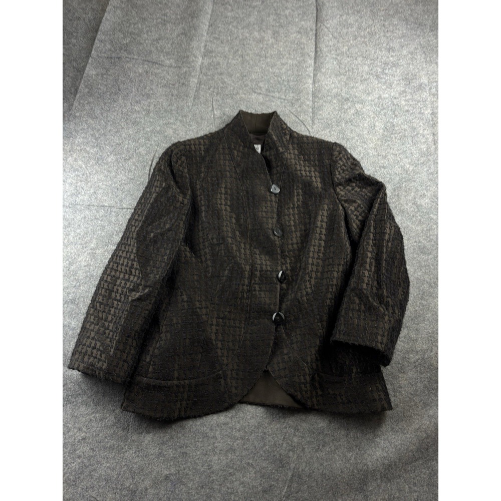ARMANI COLLEZIONI Brown Satin Wool Jacket Graphite Boucle Weave Classy‎ Women 10